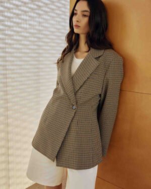 Almond Blazer Pied-de-Poule